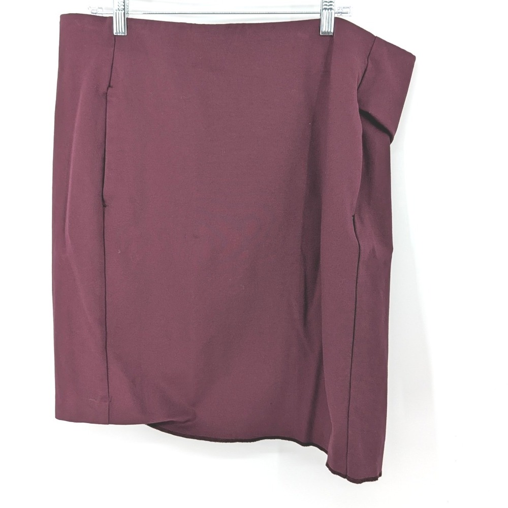 J Jill Pencil Skirt Womens 2X Burgundy Ponte‎ Knit Stretch Pull On Knee Length
